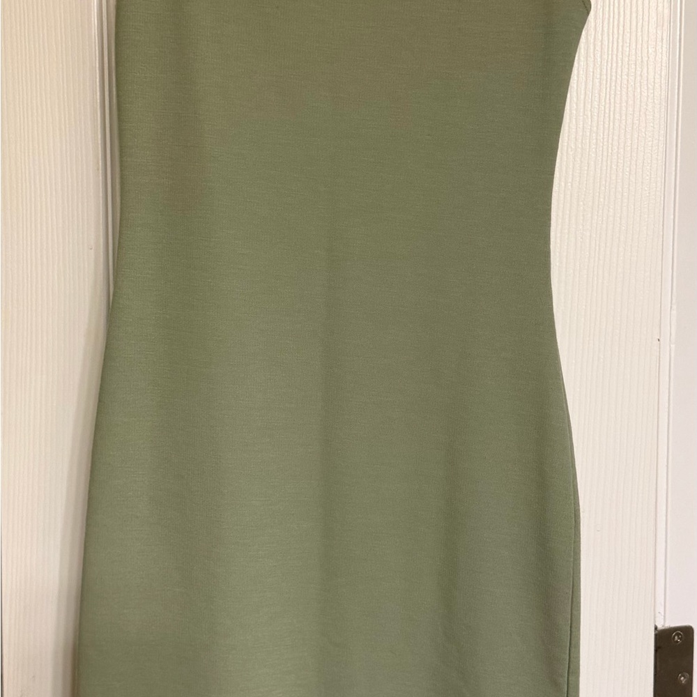 Zara Sleeveless Olive Green Knit Bodycon Dress